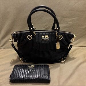Coach Madison Gathered Leather Sophia Satchel and a matching Wallet Set